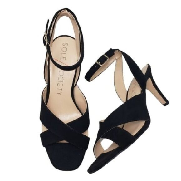 Sole Society Cassidea Black Kid Suede Heels Sz 9M - Picture 3 of 8